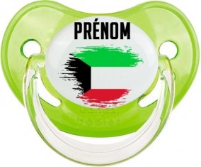 Drapeau effet pinceau Koweit avec prénom Sucette Physiologique Vert classique