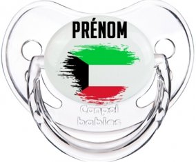 Drapeau effet pinceau Koweit avec prénom Sucette Physiologique Transparent classique
