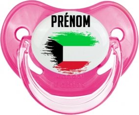 Drapeau effet pinceau Koweit avec prénom Sucette Physiologique Rose classique