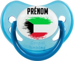 Drapeau effet pinceau Koweit avec prénom Sucette Physiologique Bleue phosphorescente