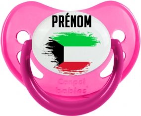 Drapeau effet pinceau Koweit avec prénom Sucette Physiologique Rose phosphorescente