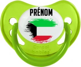 Drapeau effet pinceau Koweit avec prénom Sucette Physiologique Vert phosphorescente