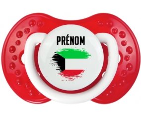 Drapeau effet pinceau Koweit avec prénom Sucette LOVI Dynamic Blanc-rouge classique