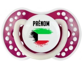Drapeau effet pinceau Koweit avec prénom Sucette LOVI Dynamic Fuchsia phosphorescente