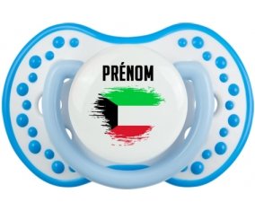 Drapeau effet pinceau Koweit avec prénom Sucette LOVI Dynamic Blanc-bleu phosphorescente