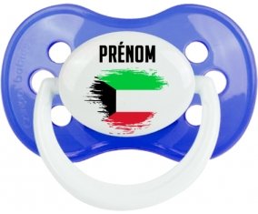 Drapeau effet pinceau Koweit avec prénom Tétine Anatomique Bleu classique