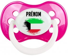 Drapeau effet pinceau Koweit avec prénom Tétine Anatomique Rose foncé classique