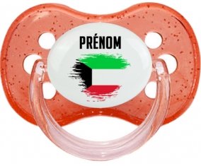 Drapeau effet pinceau Koweit avec prénom Sucette Cerise Rouge à paillette