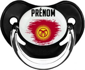 Drapeau effet pinceau Kirghizistan avec prénom Sucette Physiologique Noir classique