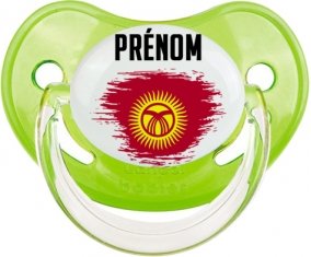 Drapeau effet pinceau Kirghizistan avec prénom Sucette Physiologique Vert classique