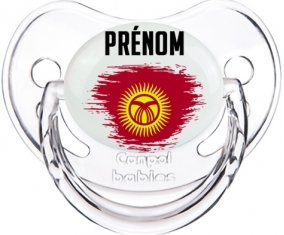 Drapeau effet pinceau Kirghizistan avec prénom Sucette Physiologique Transparent classique
