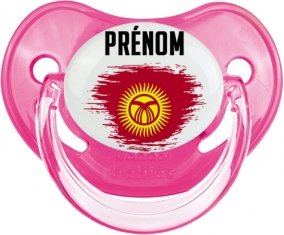 Drapeau effet pinceau Kirghizistan avec prénom Sucette Physiologique Rose classique