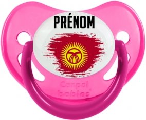 Drapeau effet pinceau Kirghizistan avec prénom Sucette Physiologique Rose phosphorescente
