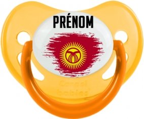 Drapeau effet pinceau Kirghizistan avec prénom Sucette Physiologique Jaune phosphorescente
