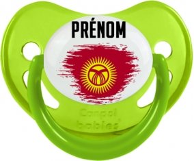 Drapeau effet pinceau Kirghizistan avec prénom Sucette Physiologique Vert phosphorescente