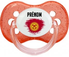 Drapeau effet pinceau Kirghizistan avec prénom Tétine Cerise Rouge à paillette