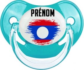 Drapeau effet pinceau Laos avec prénom Tétine Physiologique Bleue classique