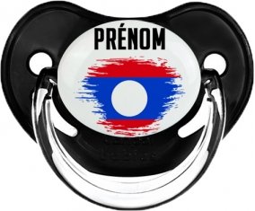 Drapeau effet pinceau Laos avec prénom Tétine Physiologique Noir classique