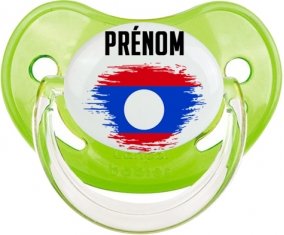 Drapeau effet pinceau Laos avec prénom Tétine Physiologique Vert classique