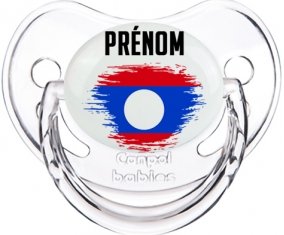 Drapeau effet pinceau Laos avec prénom Tétine Physiologique Transparent classique