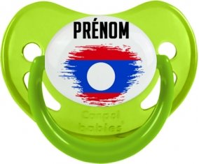 Drapeau effet pinceau Laos avec prénom Tétine Physiologique Vert phosphorescente