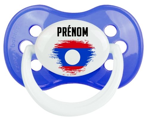 Drapeau effet pinceau Laos avec prénom Sucete Anatomique Bleu classique