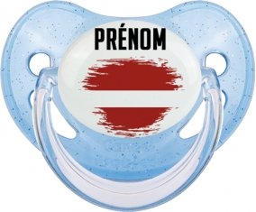 Drapeau effet pinceau Lettonie avec prénom Sucete Physiologique Bleue à paillette