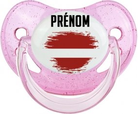 Drapeau effet pinceau Lettonie avec prénom Sucete Physiologique Rose à paillette