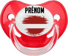 Drapeau effet pinceau Lettonie avec prénom Sucete Physiologique Rouge à paillette