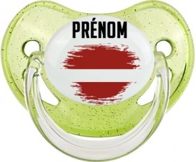 Drapeau effet pinceau Lettonie avec prénom Sucete Physiologique Vert à paillette