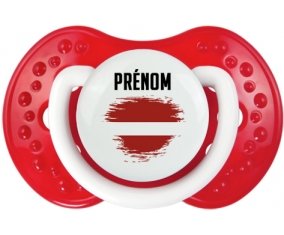 Drapeau effet pinceau Lettonie avec prénom Tétine LOVI Dynamic Blanc-rouge classique