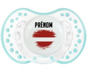 Drapeau effet pinceau Lettonie avec prénom Tétine LOVI Dynamic Retro-blanc-lagon classique