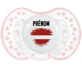 Drapeau effet pinceau Lettonie avec prénom Tétine LOVI Dynamic Retro-blanc-rose-tendre classique