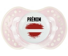 Drapeau effet pinceau Lettonie avec prénom Tétine LOVI Dynamic Retro-rose-tendre classique