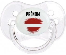 Drapeau effet pinceau Lettonie avec prénom Sucette Cerise Transparent classique