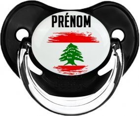 Drapeau effet pinceau Liban avec prénom Sucette Physiologique Noir classique