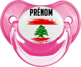 Drapeau effet pinceau Liban avec prénom Sucette Physiologique Rose classique