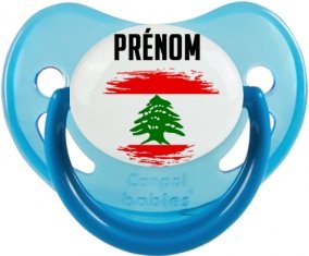 Drapeau effet pinceau Liban avec prénom Sucette Physiologique Bleue phosphorescente