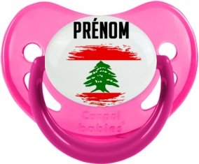 Drapeau effet pinceau Liban avec prénom Sucette Physiologique Rose phosphorescente