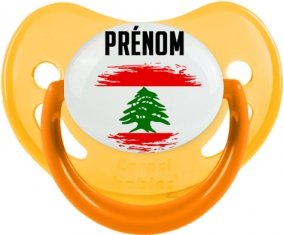 Drapeau effet pinceau Liban avec prénom Sucette Physiologique Jaune phosphorescente