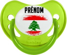Drapeau effet pinceau Liban avec prénom Sucette Physiologique Vert phosphorescente