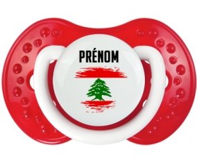 Drapeau effet pinceau Liban avec prénom Sucette LOVI Dynamic Blanc-rouge classique