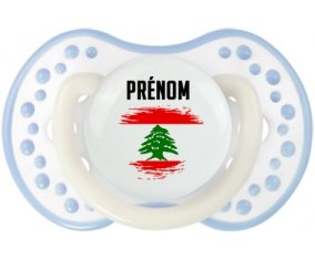 Drapeau effet pinceau Liban avec prénom Sucette LOVI Dynamic Blanc-cyan classique
