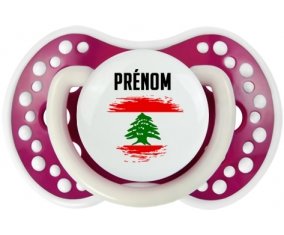 Drapeau effet pinceau Liban avec prénom Sucette LOVI Dynamic Fuchsia phosphorescente