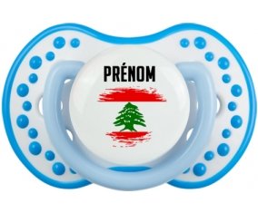 Drapeau effet pinceau Liban avec prénom Sucette LOVI Dynamic Blanc-bleu phosphorescente