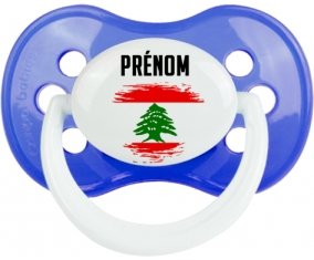 Drapeau effet pinceau Liban avec prénom Tétine Anatomique Bleu classique