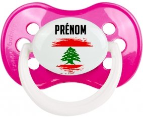 Drapeau effet pinceau Liban avec prénom Tétine Anatomique Rose foncé classique