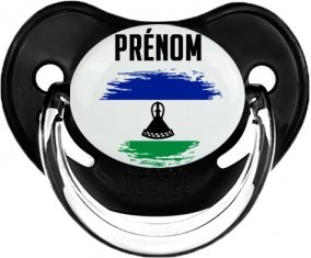 Drapeau effet pinceau Lesotho avec prénom Sucette Physiologique Noir classique