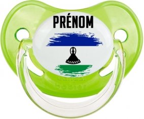 Drapeau effet pinceau Lesotho avec prénom Sucette Physiologique Vert classique