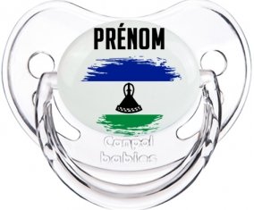 Drapeau effet pinceau Lesotho avec prénom Sucette Physiologique Transparent classique